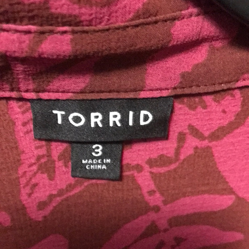 Floral print dark red blouse